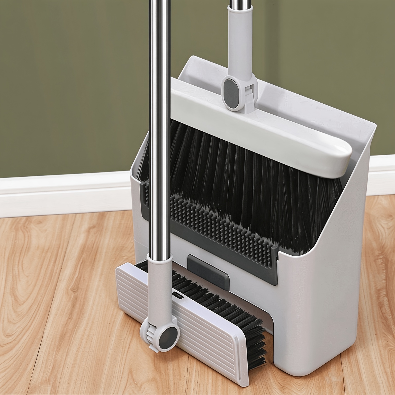 TEMU Kit di pulizia per la casa 3-in-1, strumenti essenziali per la pulizia degli oggetti, a setole morbide, paletta e set di spazzole - Antiaderente