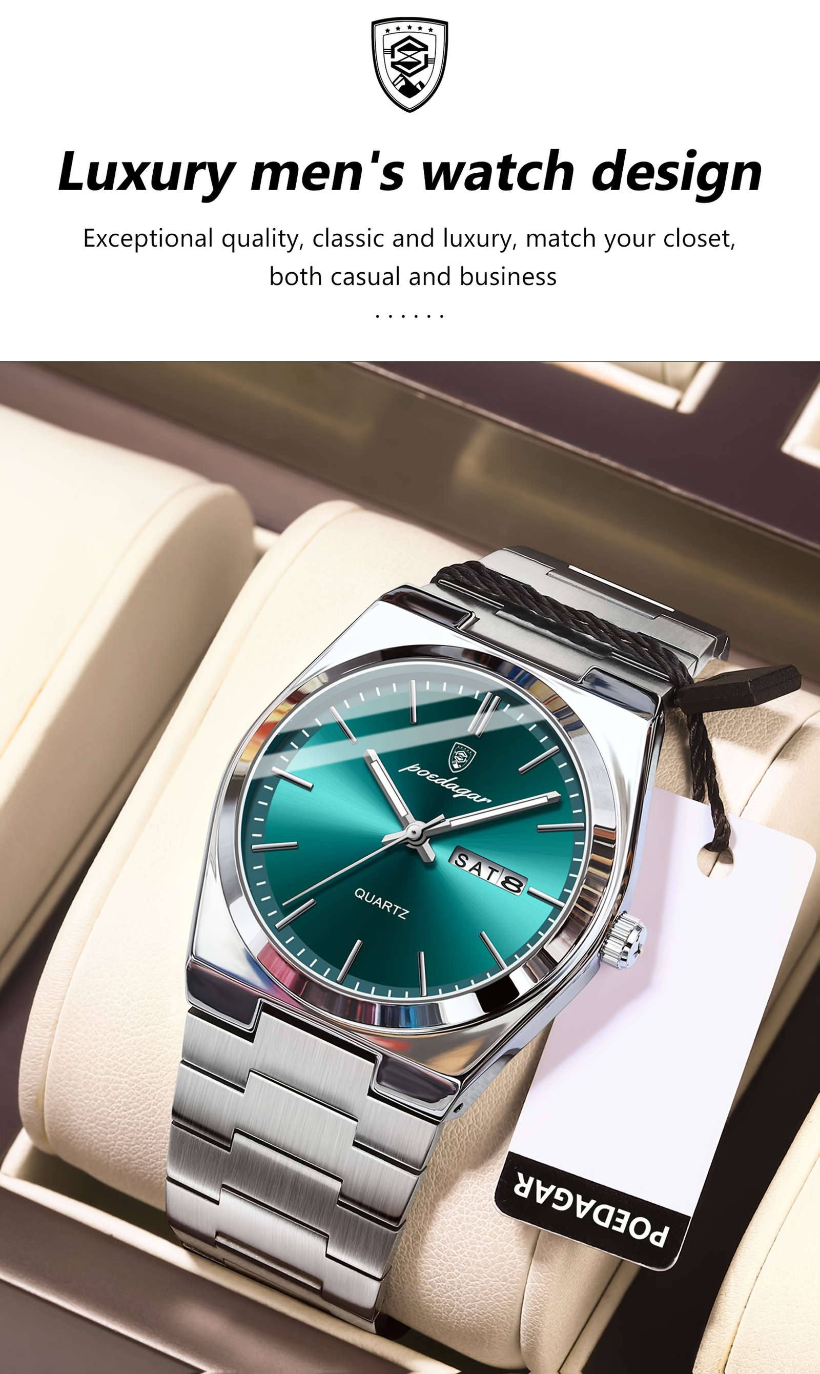   waterproof luminous calendar exceeding   stainless steel mens watch youth business   korean trend quartz wristwatch Product details 9