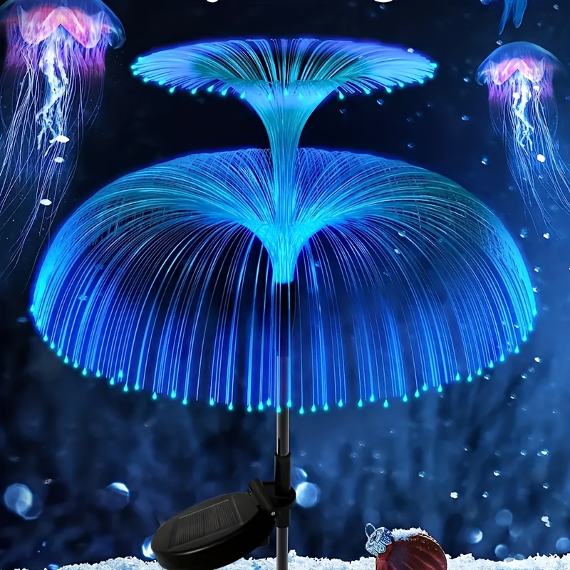 Image of Solar Anemone Garden Light, Double-layer Jellyfish Solar Decorative Light With 7 Slow-flashing Color-, Suitable For Outdoor Gardens, Walkways, , Christmas And Holiday Decorations