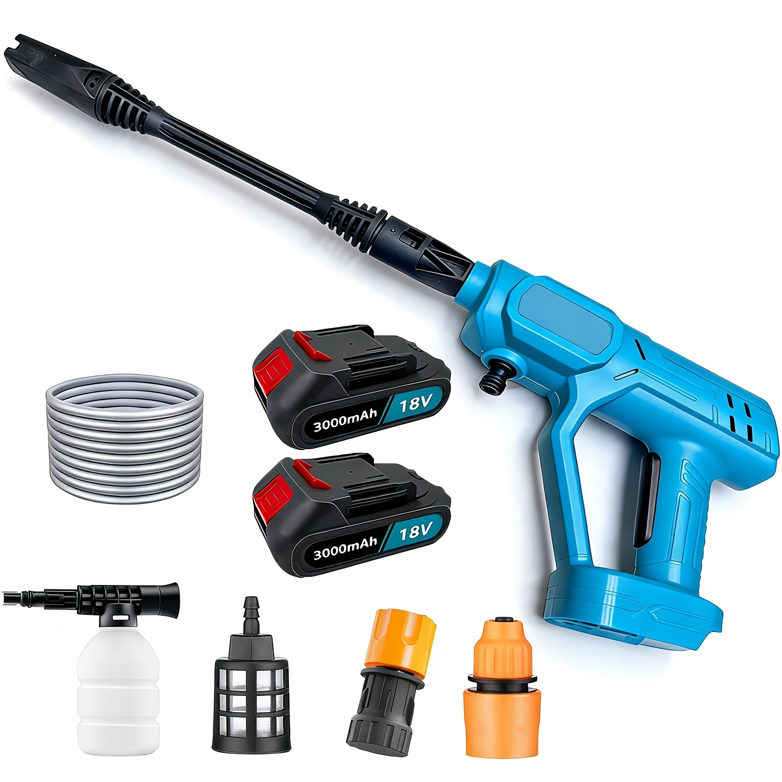 portable cordless pressure washer 2 pack 18v 3000mah batteries   washer handheld rechargeable car cleaner for car washing patio garden fence and outdoor cleaning high pressure water gun for home use
