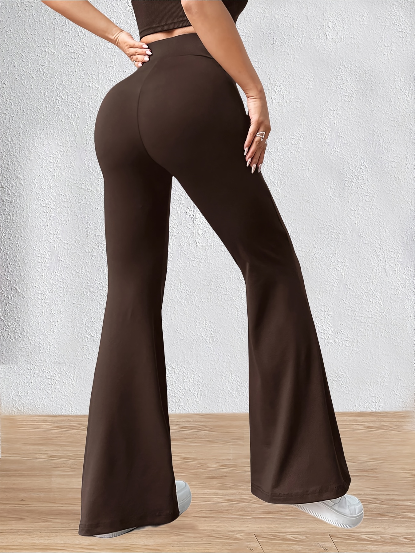 women's brown yoga leggings elegant solid leg Temu South Africa