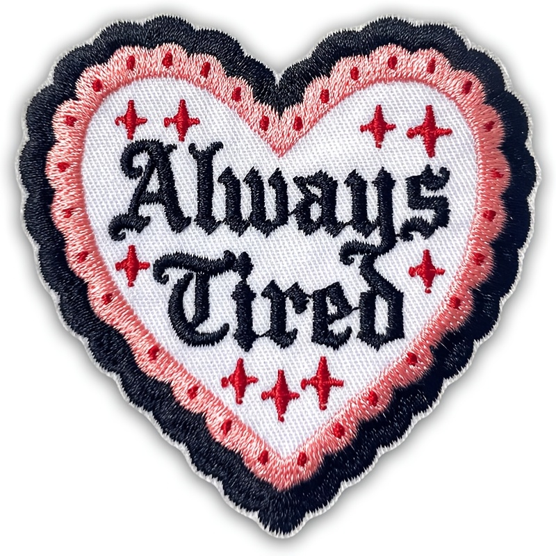 TEMU 1 pièce de patch en tissu brodé de cœur, thermocollant et cousable, avec broderie de satirique. Convient pour sacs à dos, gilets, chapeaux, pour