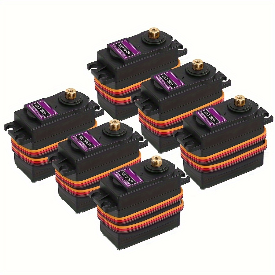

6-piece Mg996r High-speed Digital Servo Motors With 180° Metal Gear, Torque Power For Rc Cars, Robots, Boats & Helicopters - Compatible With Arduino &