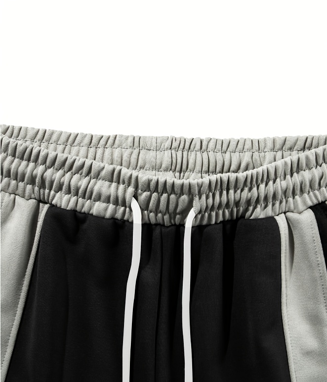 Men's Casual Patchwork Knitted Trousers, Slightly Elastic Fabric, Elasticated Waist, Suitable for Outdoor Wear All Year Round.