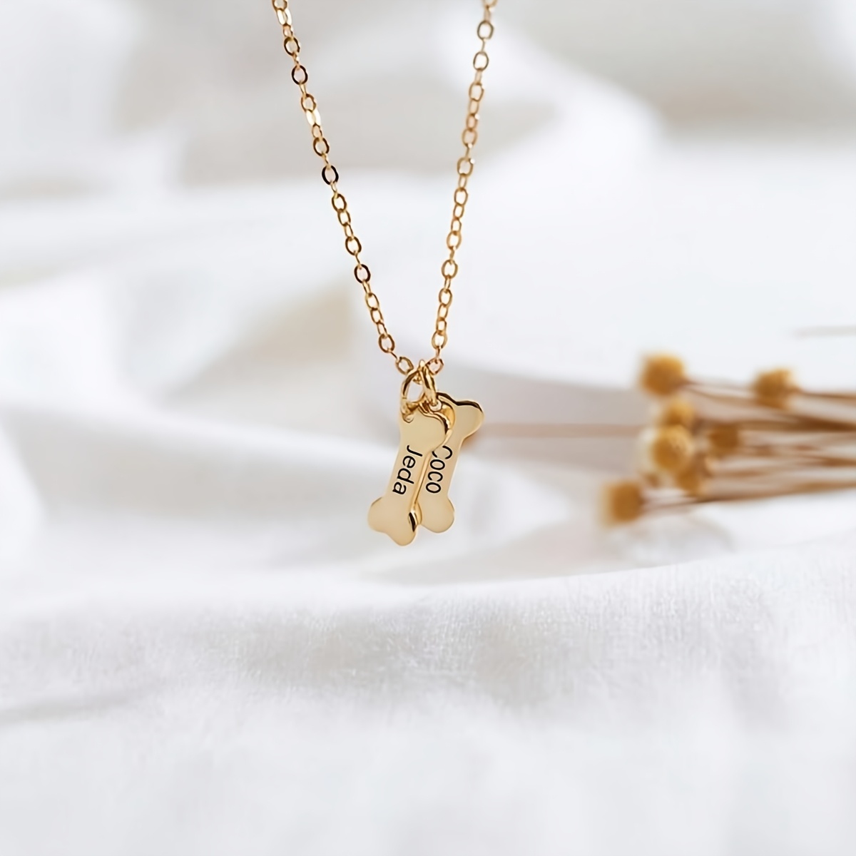 TEMU 1pc Personalized Custom Necklace, Stainless Steel Golden Silvery Rose Necklace With 1-3 Name Engraving, Fashionable Charm Women's Necklace,