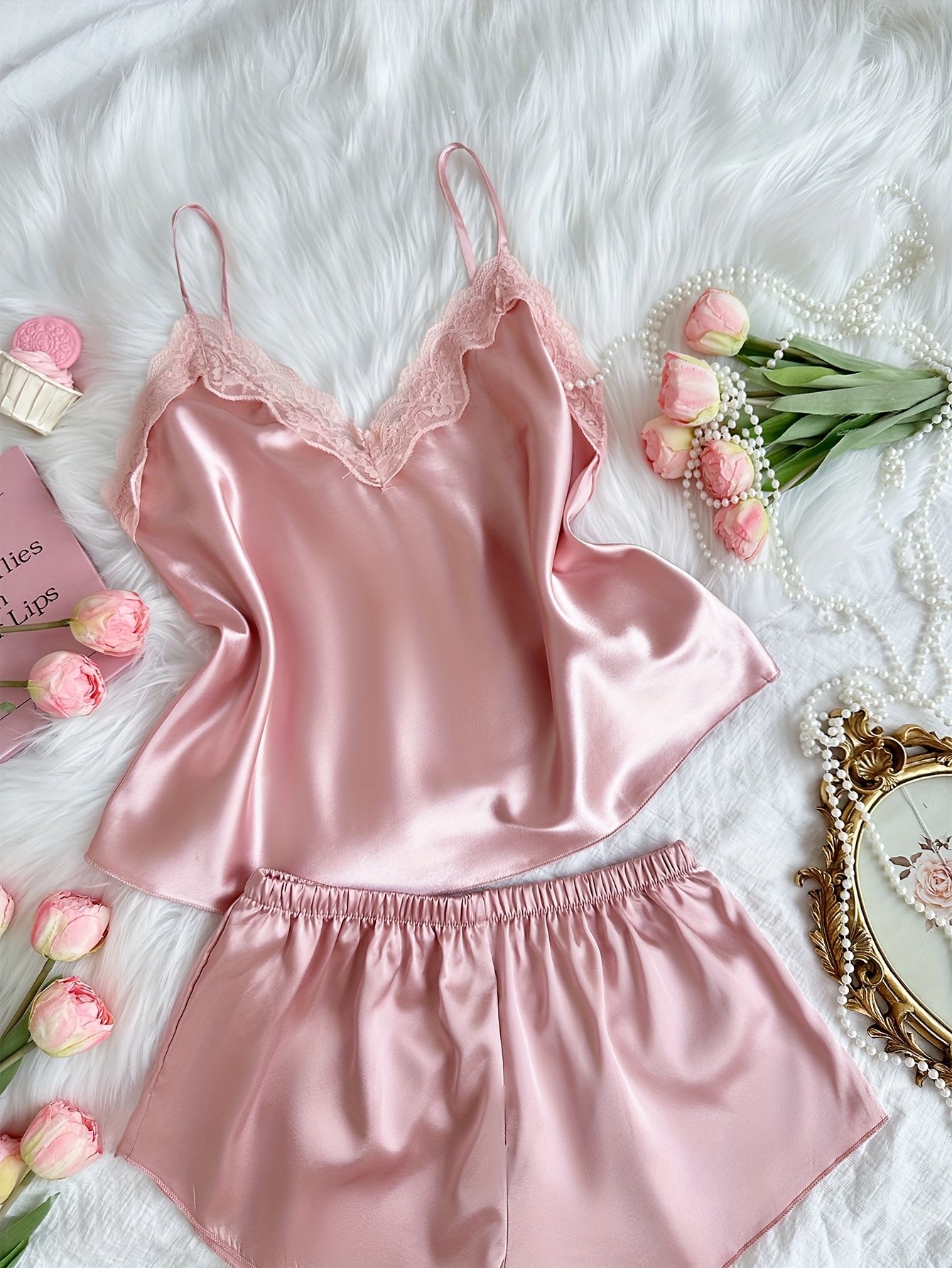 Pink Pajama Classy Pyjama Set Elegant Pink Satin Pajama Set Women