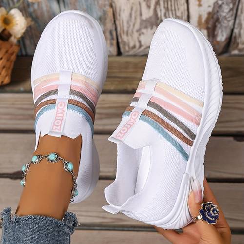 plus size womens white summer casual sneakers mesh breathable and comfortable outdoor running shoes beach vacation camping leisure shoes women shoes