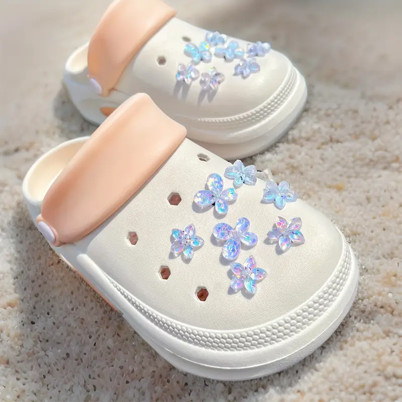 tira de 14 piezas de charms de zapatos de flor para zapatillas, zapatos de jardín, sandalias y zapatillas - plástico resistente, resina, fáciles de usar - accesorios de regalo de decorativos para fiestas detalles 7