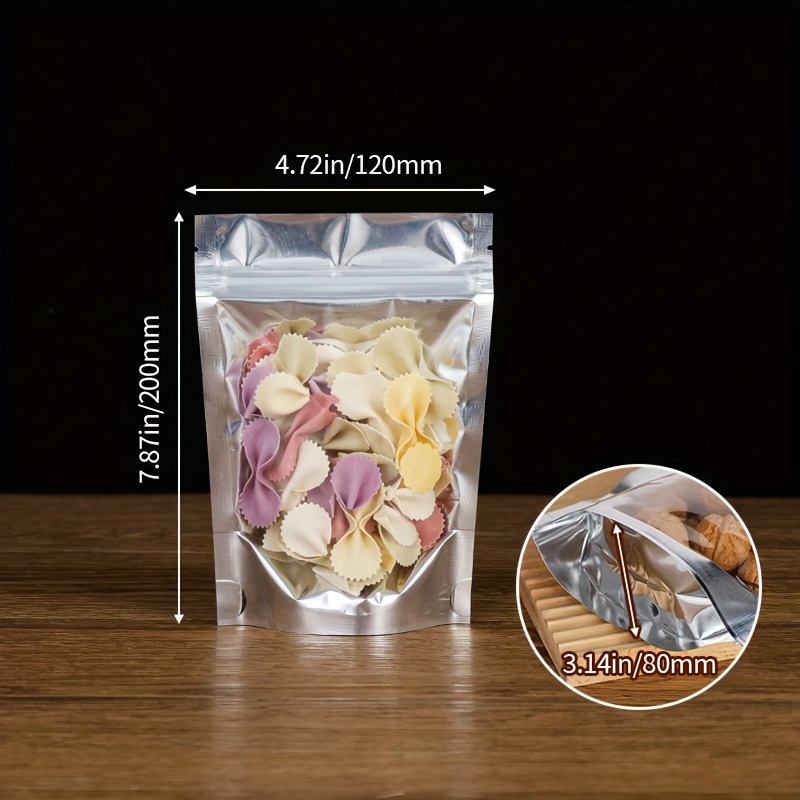 Aluminum Foil Yin-yang Pouch, Aluminum-coated Translucent Self-sealing Bag For Tea, Dried Fruits, Nuts, Snacks, And Candy, Zipper Seal Food Packaging Bag, 100pcs
