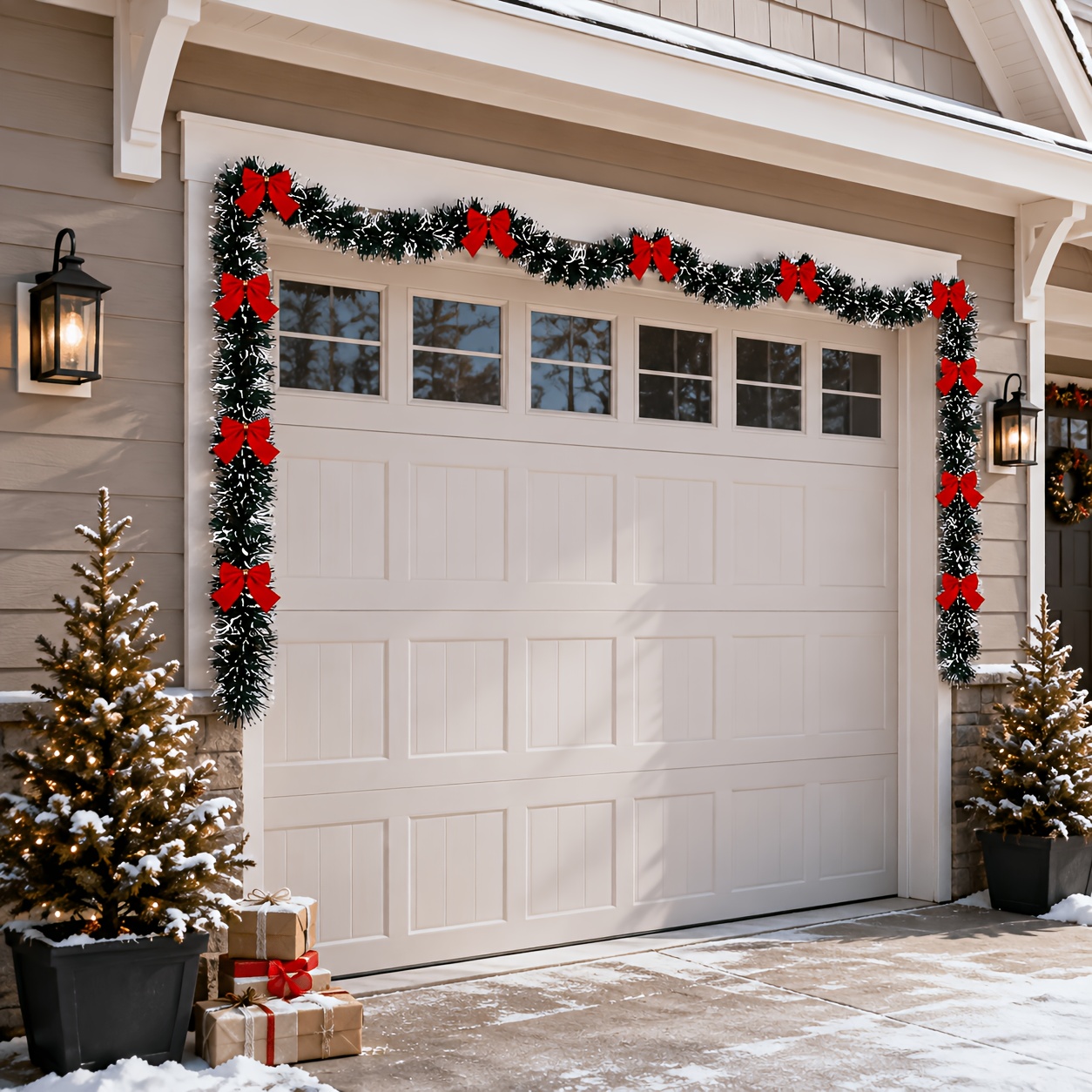 TEMU 8 di Fiori Artificiali Natalizi, Natalizia Invernale con , Decorazione per la Casa, Adatta per Cornici di Porte, Ringhiere di Scale, , Finestre,