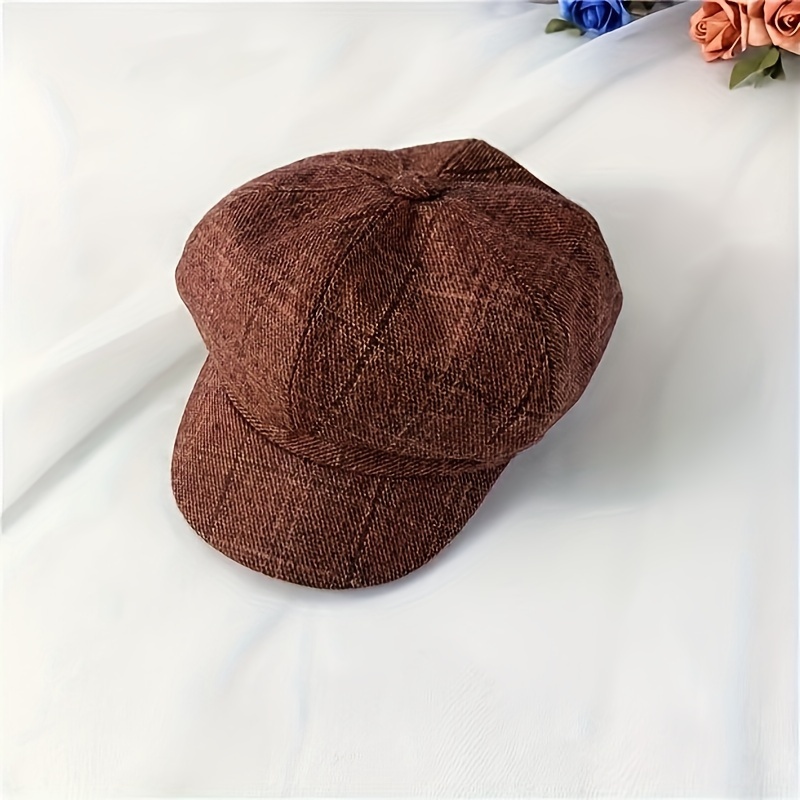 TEMU Gorra estilo repartidor de británica de inspiración vintage para adolescentes - Boina a cuadros para otoño/invierno, para y uso casual