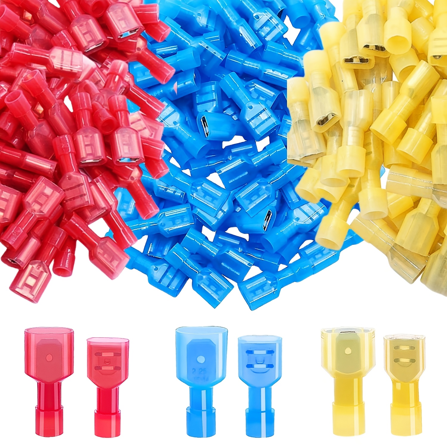 E-shop 40/60 Stück Nylon-Flachstecker Stecker Buchstecker 22 AWG, voll isolierter elektrischer Anschlussstecker, für Automobil, Schifffahrt, Industrie,
