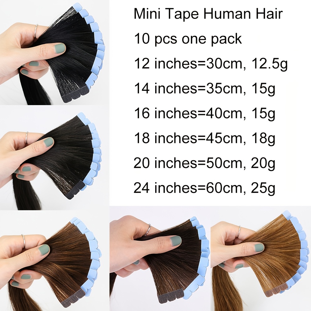 invisible seamless tape in hair extensions ranging from 12 to 20 inches with double sided mini tape details 4