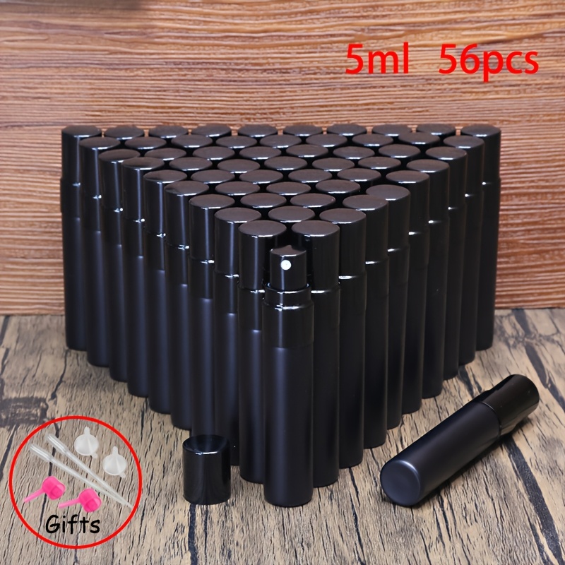 E-shop Packung mit 32 Stück, Packung mit 56 Stück, inklusive 6 Accessoires als Geschenke, 5ml/10ml Behälter aus mattiertem schwarzem Glas, hochwertige