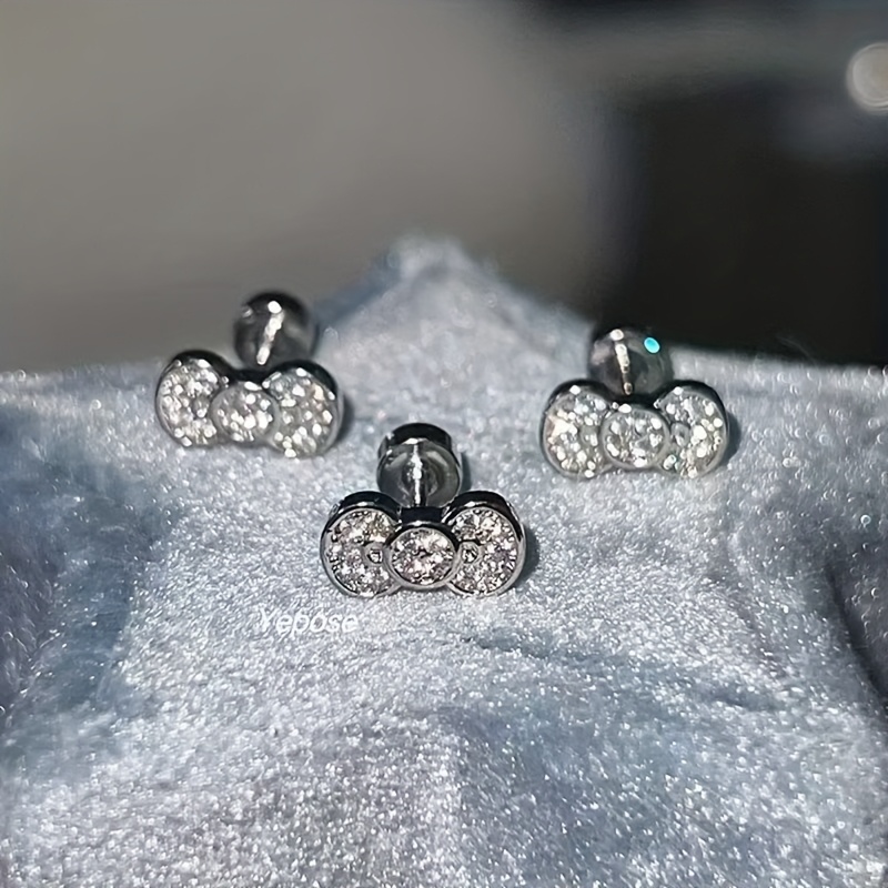 Women's Shimmering Bow-Shaped Cartilage Stud Earrings