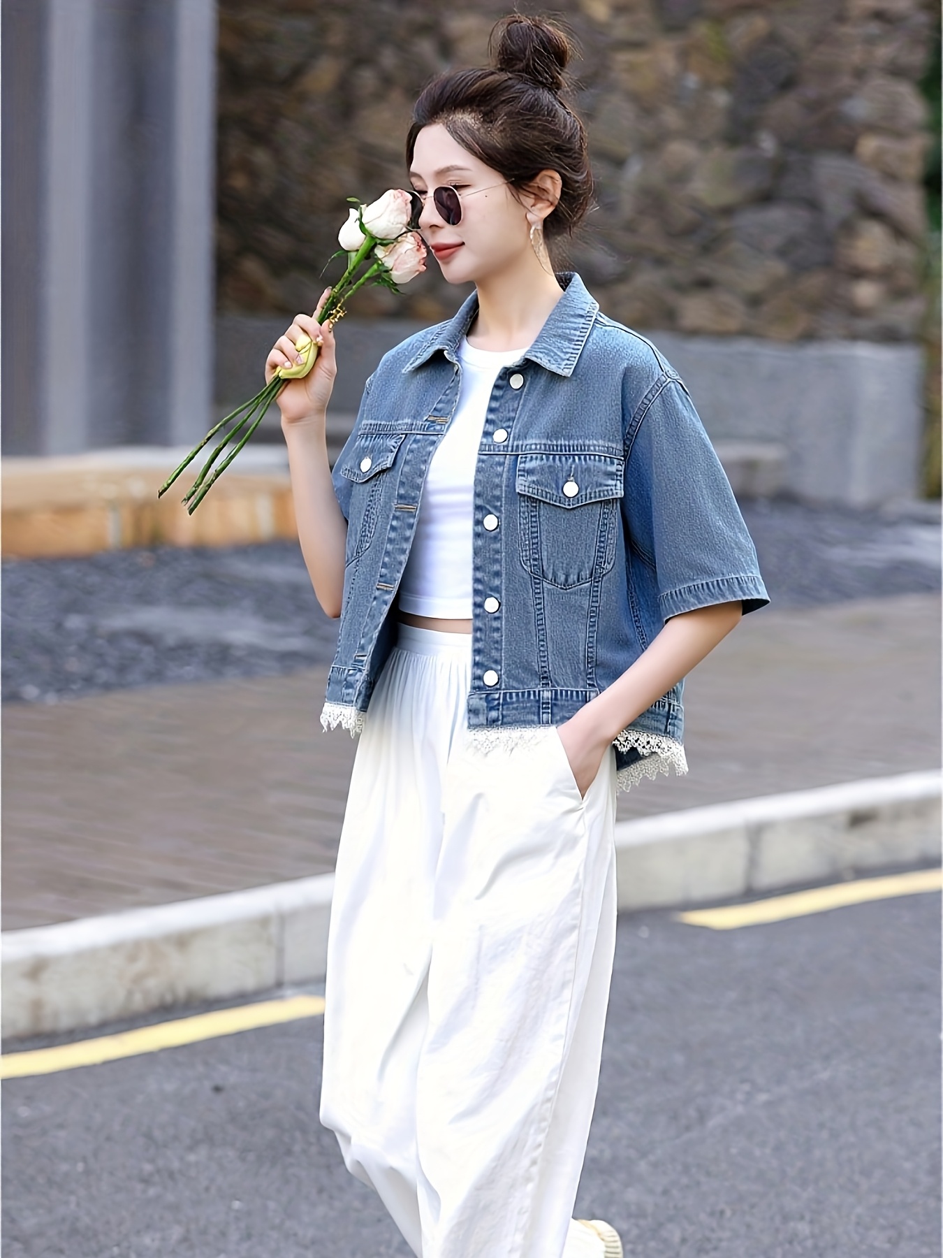 Petite How To Wear A Short Jean Jacket Women's Fit Korean Style