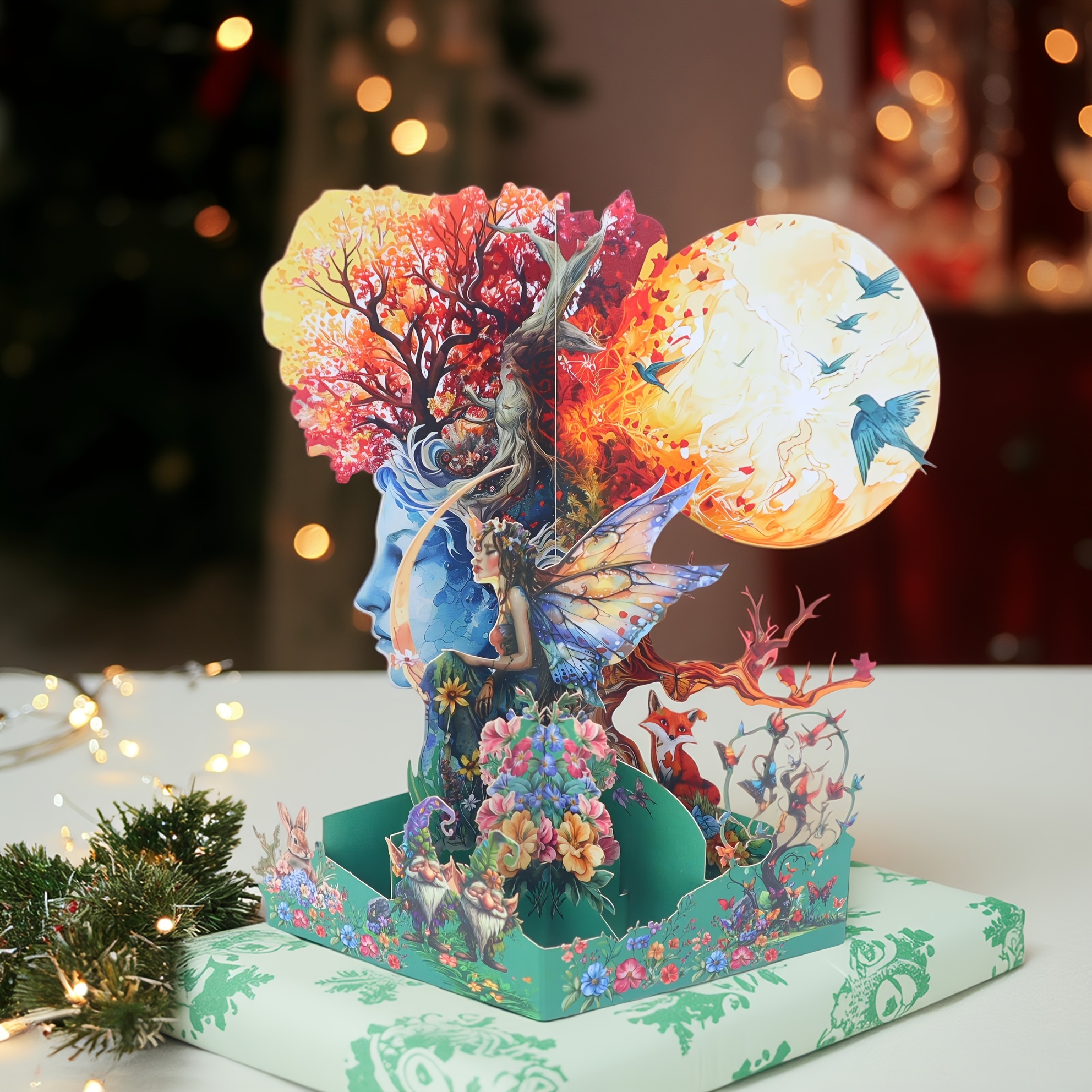 TEMU Tarjeta de felicitación estereoscópica 3D festiva, ideal para decoración navideña, tarjeta de felicitación estereoscópica 3D - con diseños de