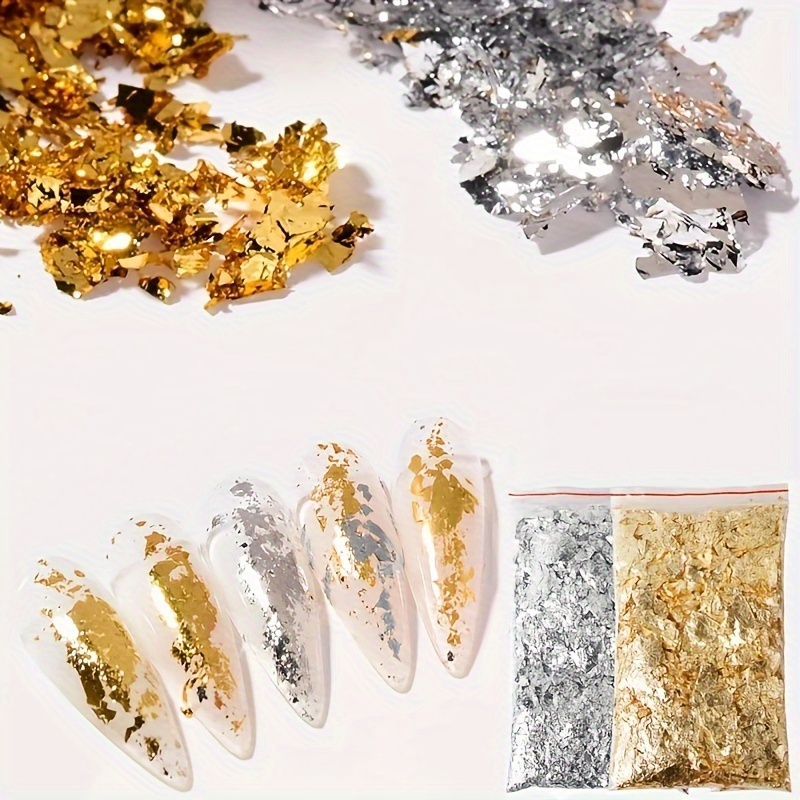 

A Of 2g, Nail Art Piece Golden Silvery Foil Filler, Diy Filling Material