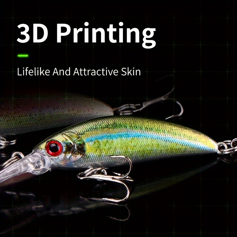 1pc 3d printed minnow lure bait fish bait treble - Temu