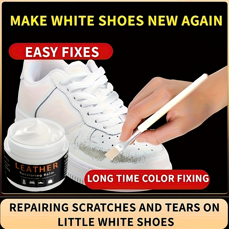 White Leather Repair Kit - Easy Fixes for Scratches and Tears on Shoes, Bags, and Furniture | Long-Lasting Color Fixing Cream for White Leather and Vinyl