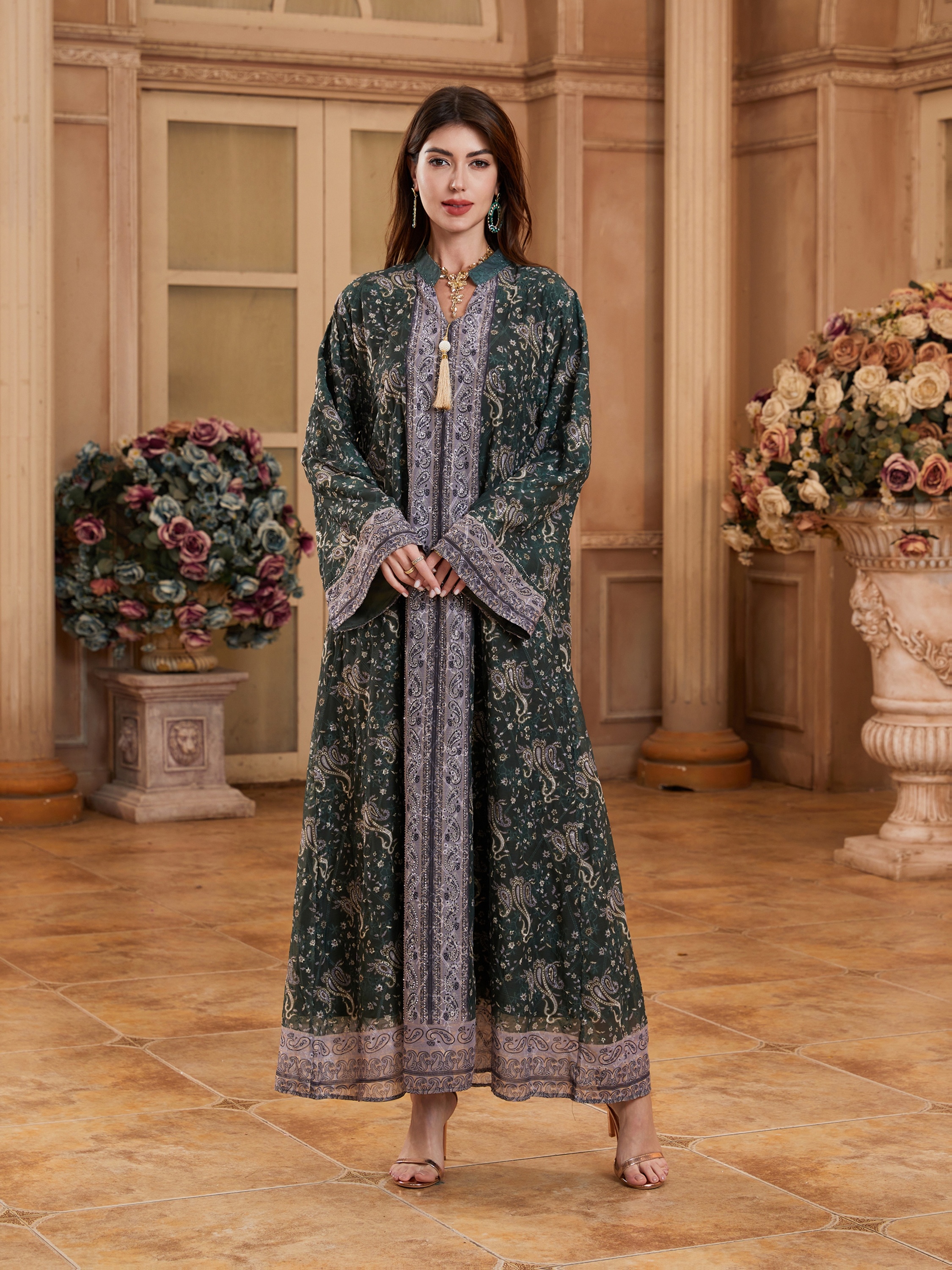 green emerald velvet dress Wholesale Tribal Kaftan Dresses