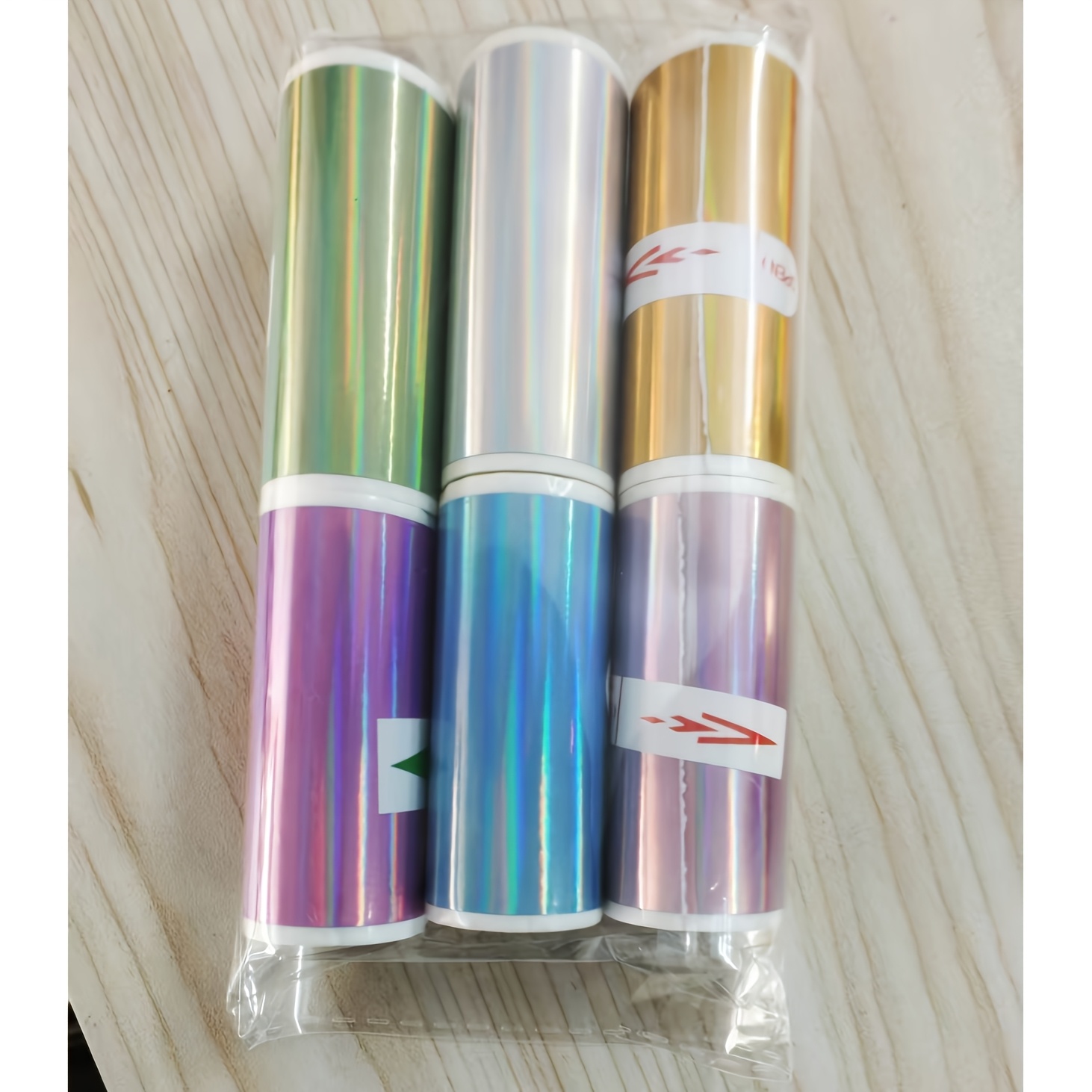 TEMU Lot de 6 rouleaux d'étiquettes de transfert thermique holographiques adaptées aux imprimantes de poche portables, papier thermique photo,