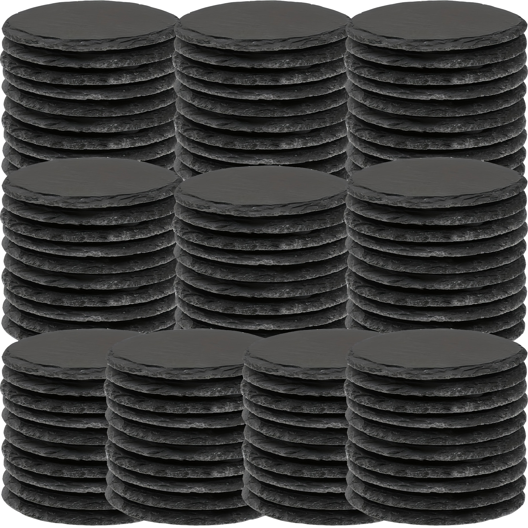 Dofiki 60/80/100pcs Slate Coaster 4 Inch (approximately 10cm) Black Round Coaster Set, With Scratch-resistant Bottom, Suitable For Laser Engraving, Home Decoration, Kitchen, Protecting Tables And Gift
