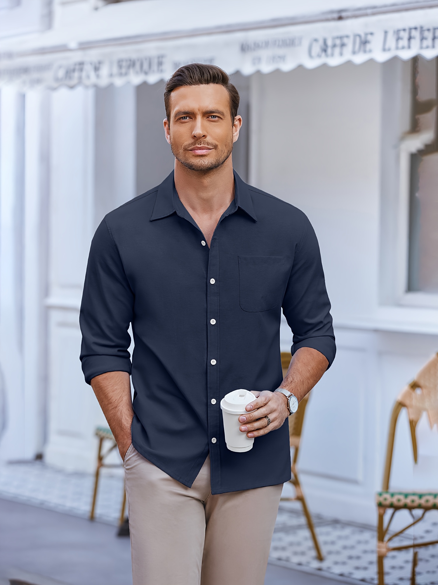 men's oxford shirt long sleeve dress shirts casual button shirts regular  fit - men's clothing - Temu