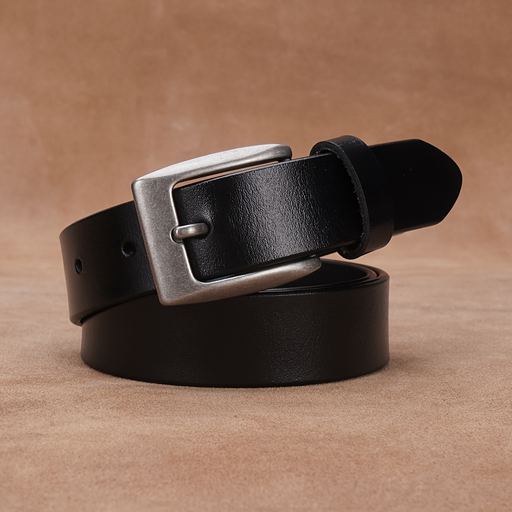 Women'-layer Cowhideleather Belt, Simple And Versatile For Jeans, Vintage Casual Prong Two-layer Cowhide Belt