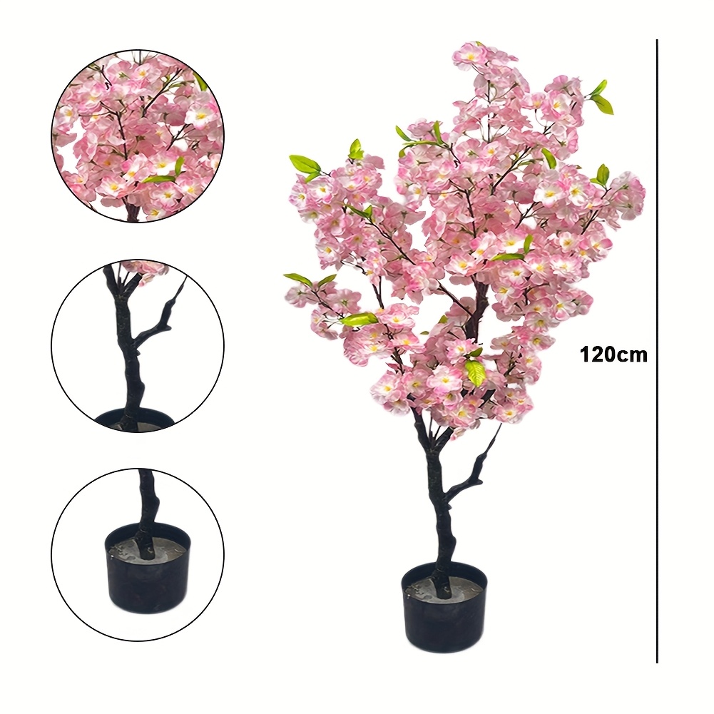 Image of 120cm/150cm Realistic Artificial Cherry Tree With Blooming Spring Pink Flowers - Large Potted Plant For Decor, Weddings, Birthdays, For Use - /plastic Material, Placement (no Pot Included) - Cherry