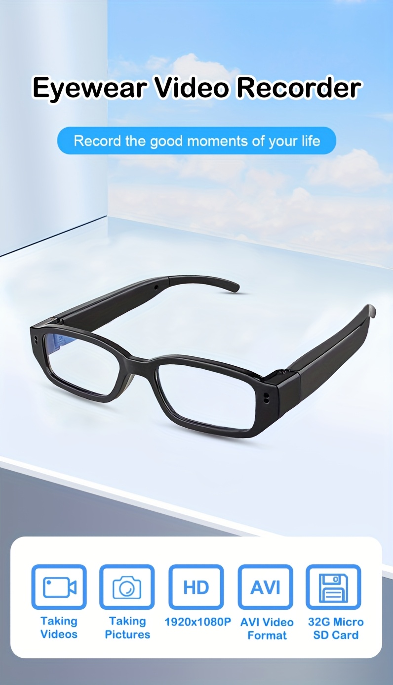 smart glasses   with ai for video recording high definition eyewear with a 64gb memory card versatile glasses for   men and women that can   replaceable myopia lenses and feature a 1080p camera Product details 0