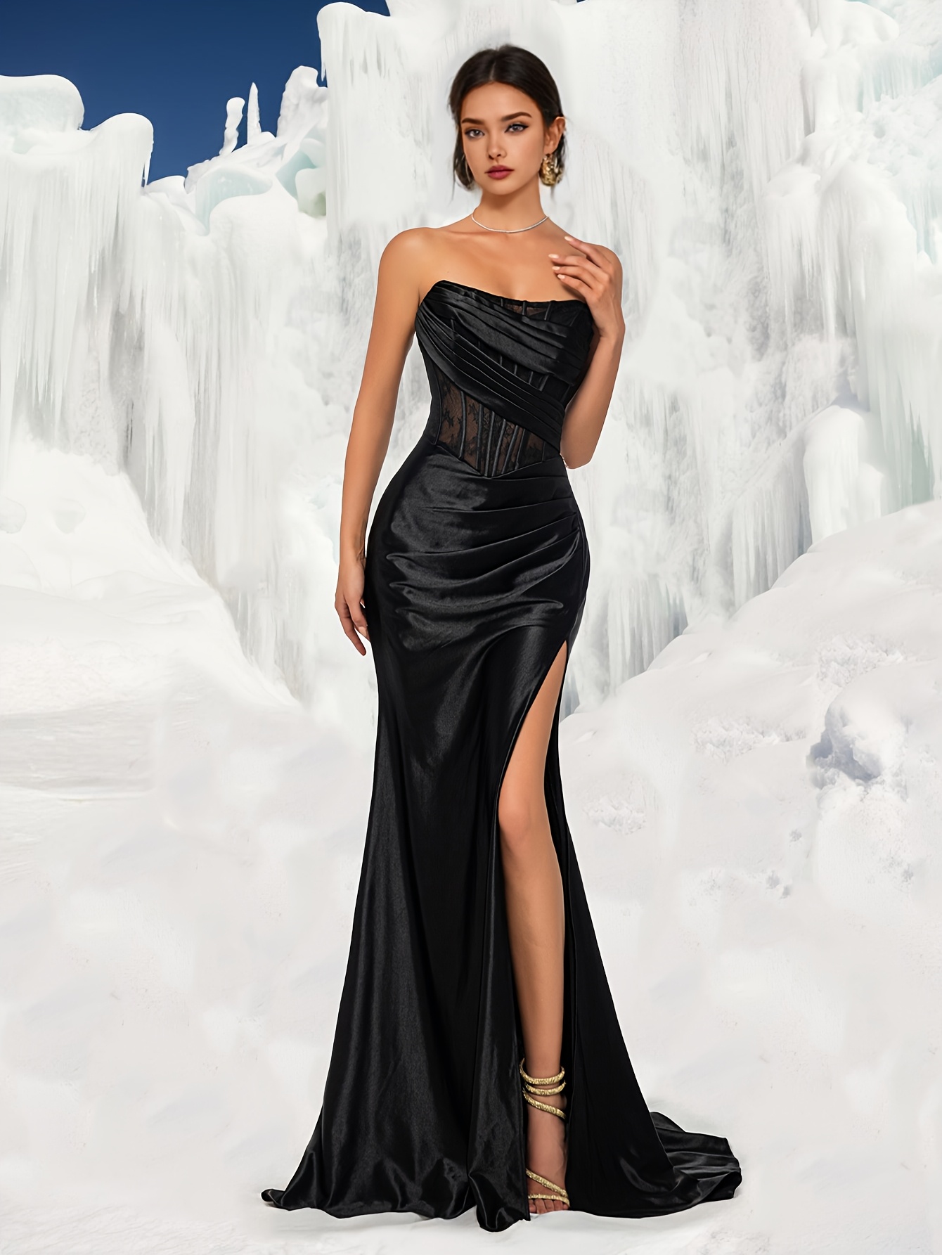 a womens bustier split evening gown elegant festive womens - Temu Cyprus