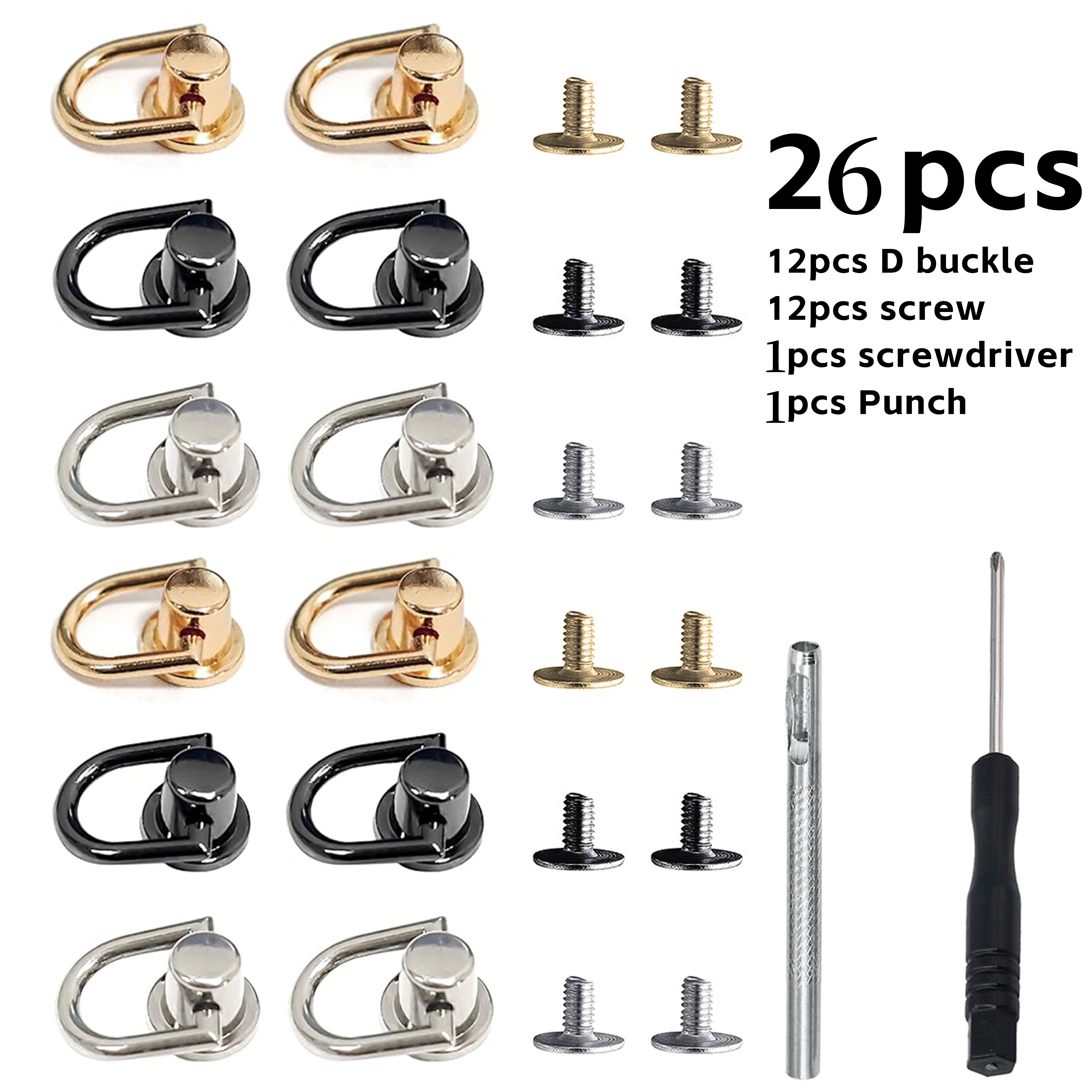 E-shop 26/14 Stück Handtaschenherstellung Verstellbare D-Ring Taschenclips - Metall Doppel-D Schnalle Handtaschen Kette Verbinder mit Schraubendreher,