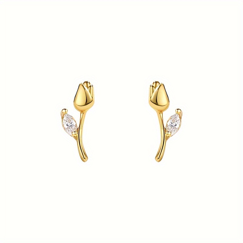 TEMU A Pair Of Vintage Tulip Earrings For Women, Featuring Mini Delicate Jewelry With Small Designs, Perfect As A Birthday Gift For Her