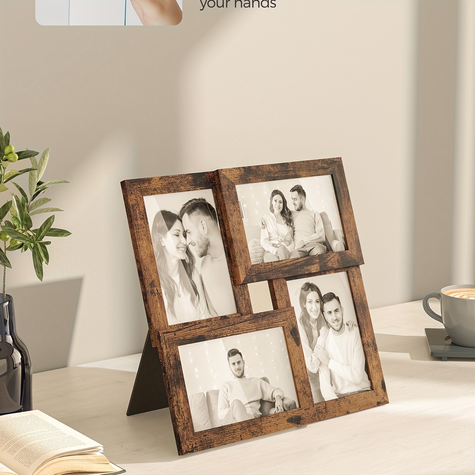 

1pc 4x6 Collage Picture Frames, Family Photo Collage Frame Set Of 4 For Wall Decor, Glass Front, Wall Hanging Or Tabletop, For Living Room Office Decor, Season Gift