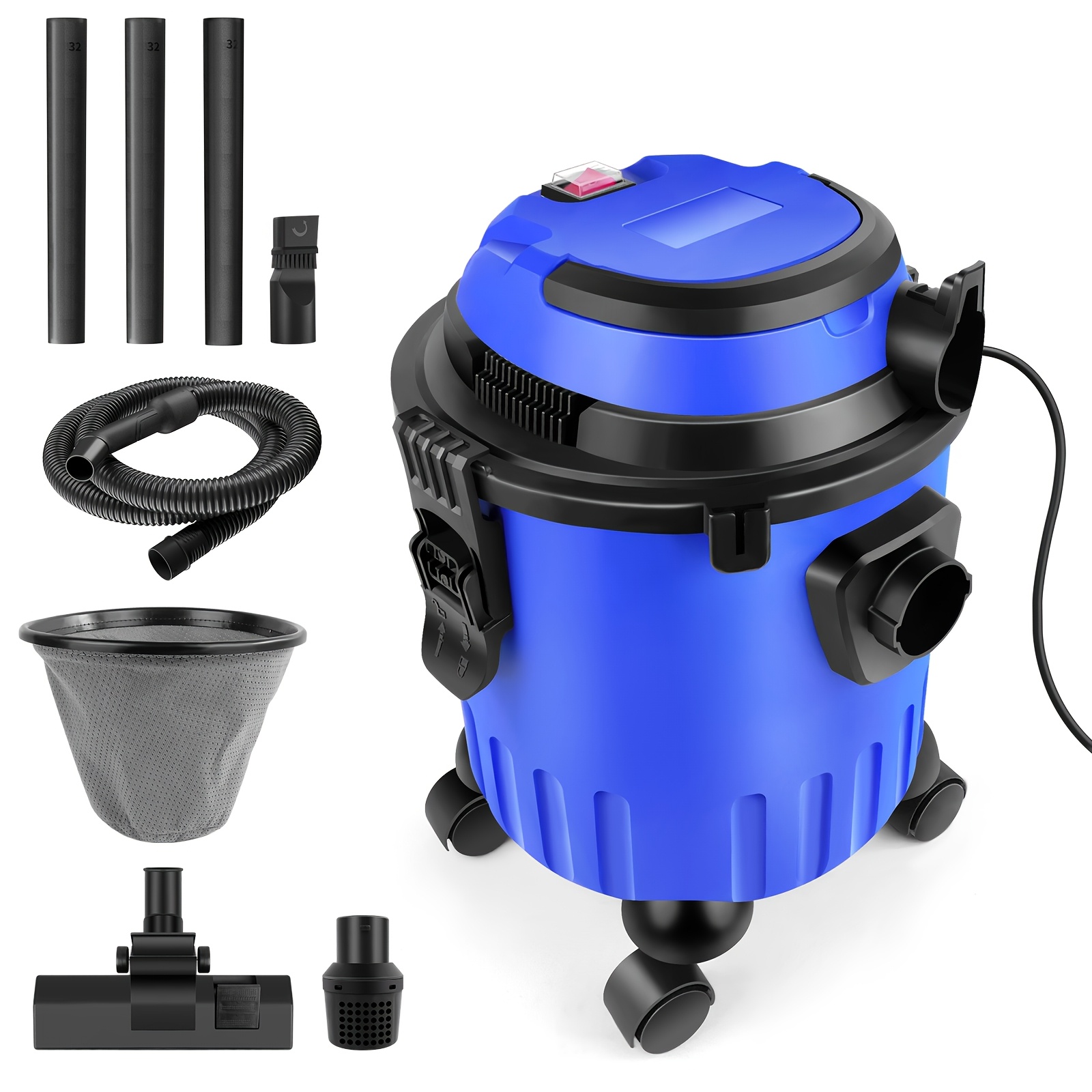Image of Wet And Dry Vacuum Cleaner 3-in-1, Industrial Dust Extractor With Powerful Motor, Blowing Function, 15l Container, And Washable Hepa Filters, For Home Workshop And Professional Cleaning Washer