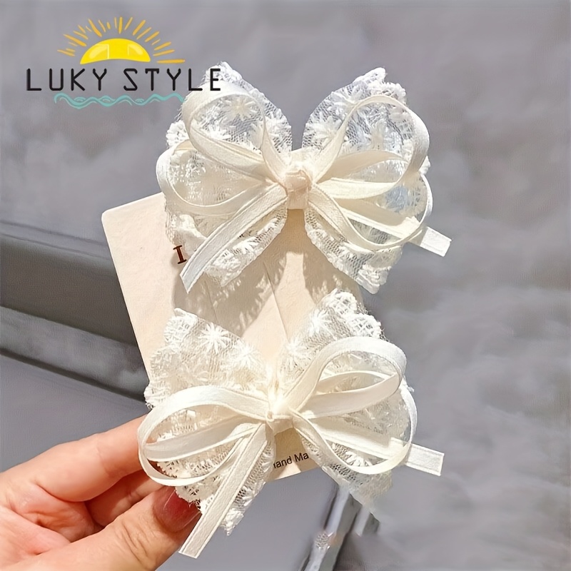 a set 2 elegant lace bow hair clips suitable women - Temu  display picture 3