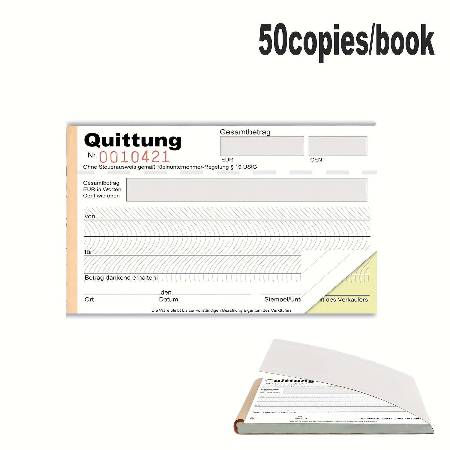 E-shop 50 Blatt/Buch, A6 Quittungsbuch für kleine Geschäfte, karbonfreies Quittungsbuch mit Kopierfunktion, Rechnungsbuch, nummeriertes Quittungsbuch,