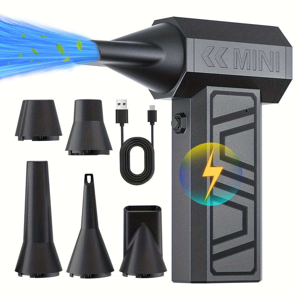 electric air duster type c charging cleaning blower tool   fan 130000rpm car blowing snow 4 gears adjustable portable