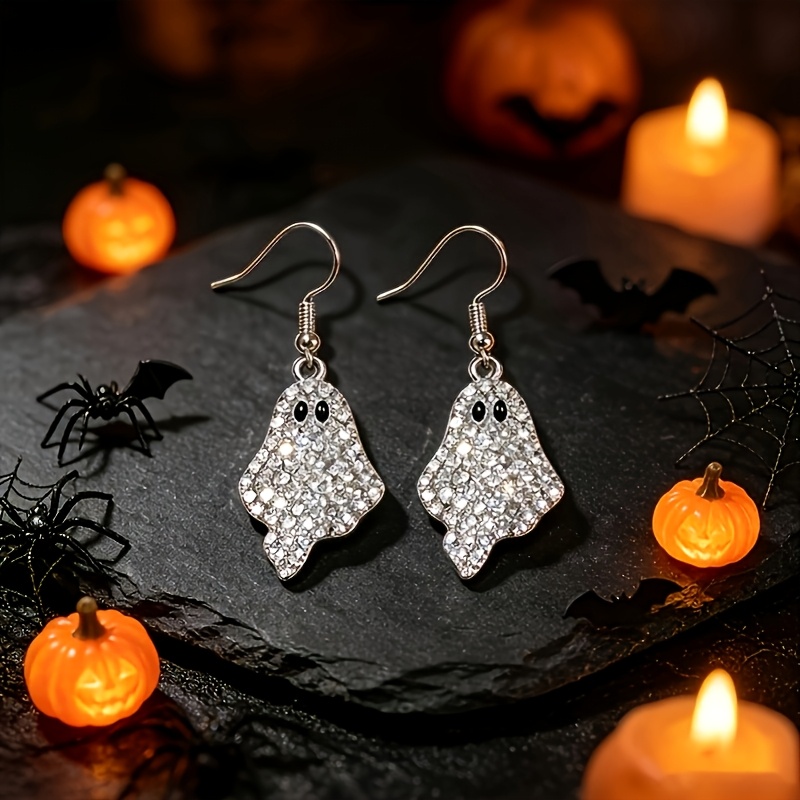 TEMU Halloween Pumpkin Exquisite Earrings, Shiny Metal Earrings