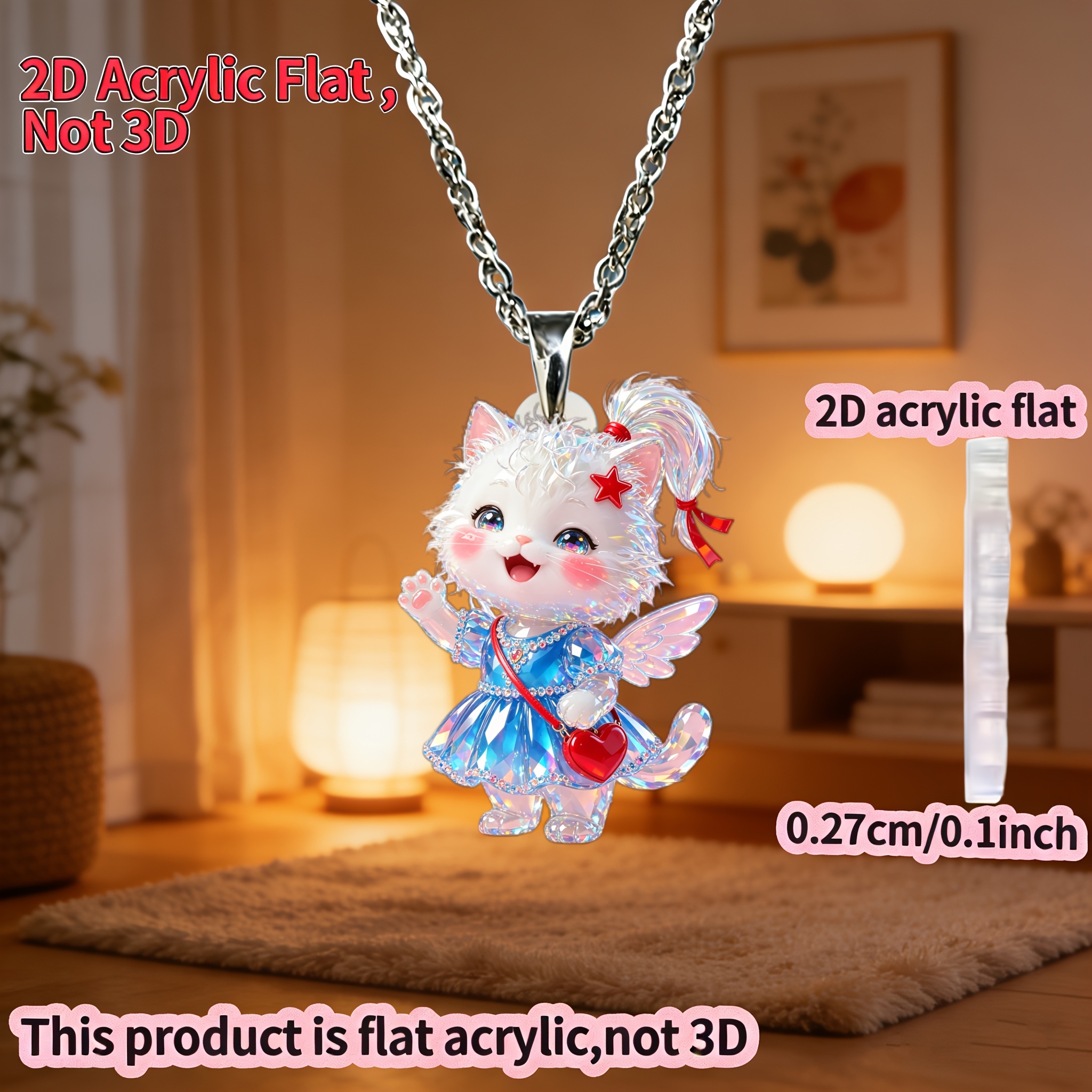 Unisex Cute Kitten Y-Shaped Necklace, Light Luxury Design