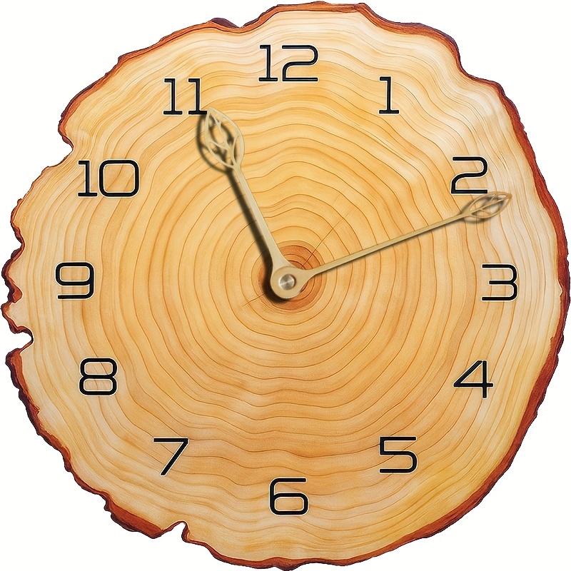 TEMU A Unique Irregular Wall Clock With A Wood Grain Design, Featuring A Silent Operation And A Modern Minimalist Style, Suitable For Decorating