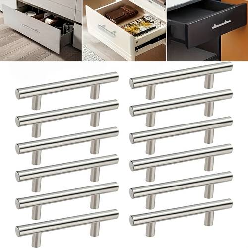 item picture 20pcs brushed stainless steel t bar handles drawer pulls modern kitchen cabinet hardware for office dining commercial use