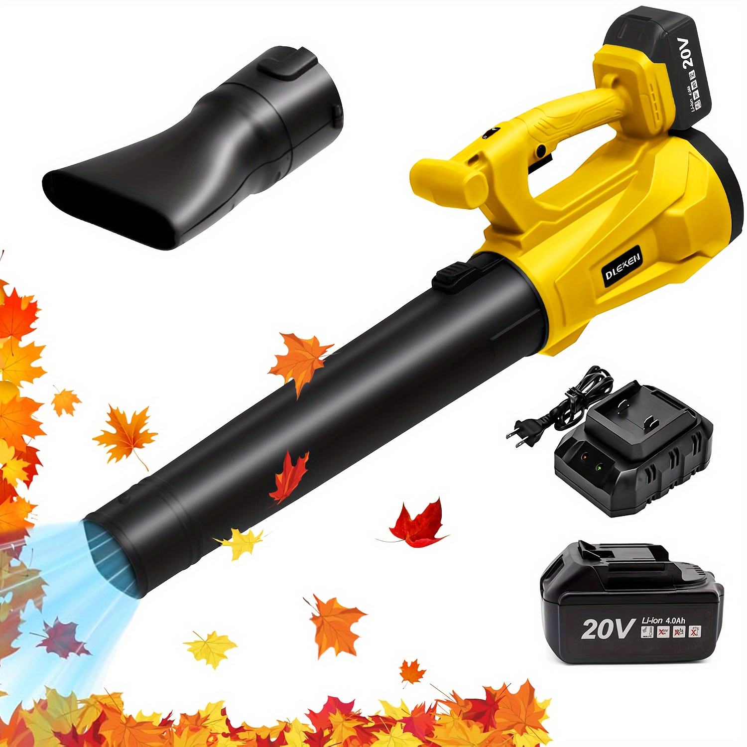 

Cordless Leaf Blower, 4x Powerful Electric Leaf Blower, 420 Cfm & 150 Mph Output, 6 Speed Modes, 20v With 1 Batteries & Charger, Easy For Lawn, Patio Cleaning, Yellow