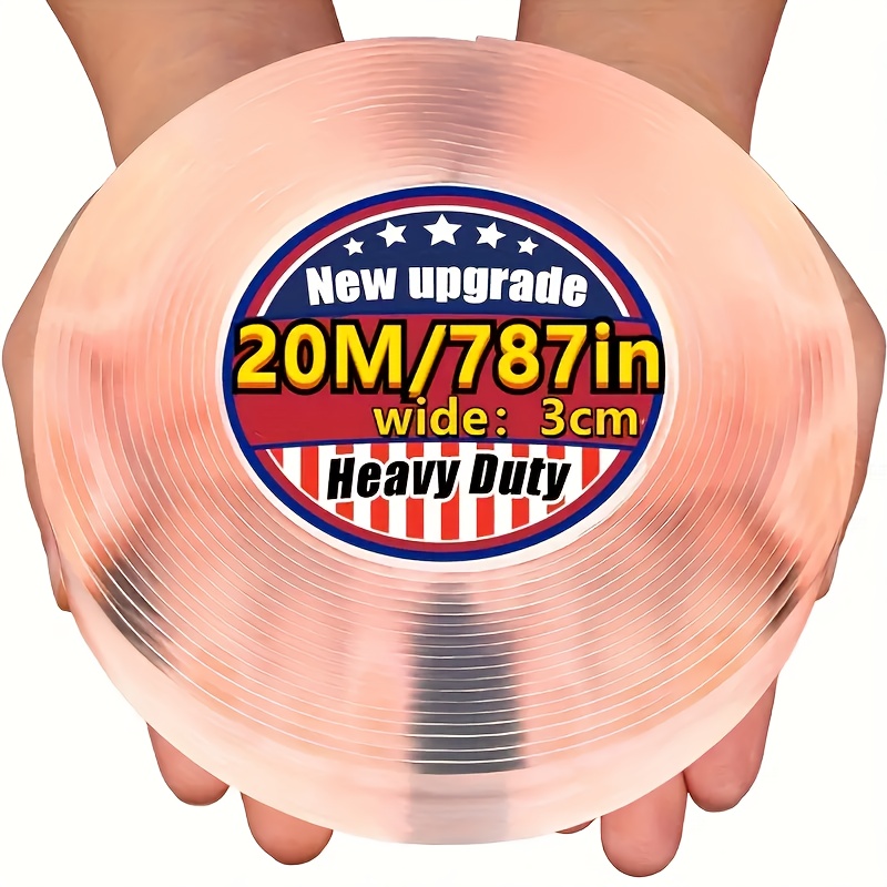 TEMU 3/20 Meters Nano Double-sided Tape - High Waterproof Transparent Adhesive, Washable And Reusable, Suitable For Plastic, Wood, Glass, Metal