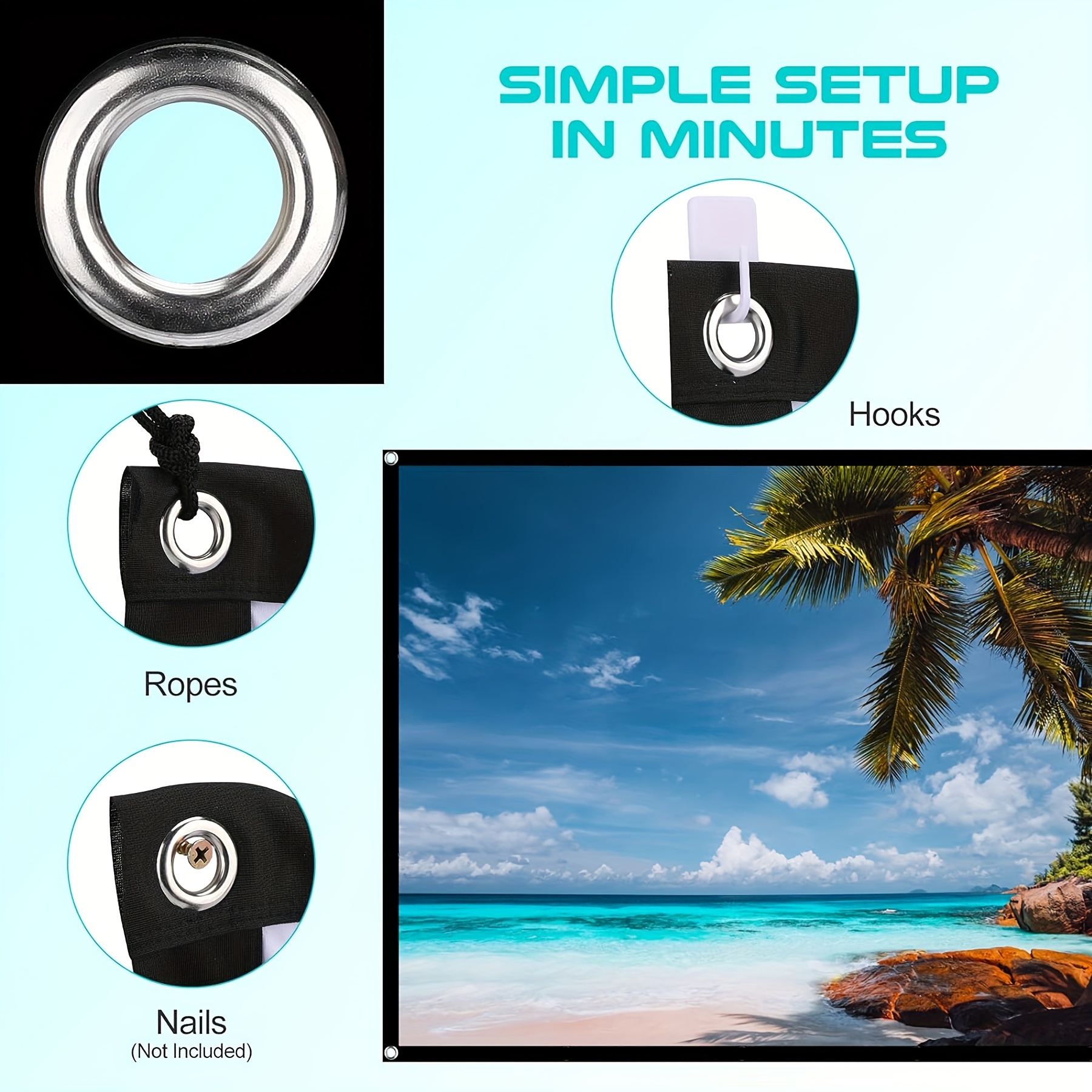 150 inch ultra high definition curtain 4k 16 9 high definition 3d wrinkle free milk silk material curtain suitable for home theater outdoor indoor projector screen portable foldable projector screen details 6