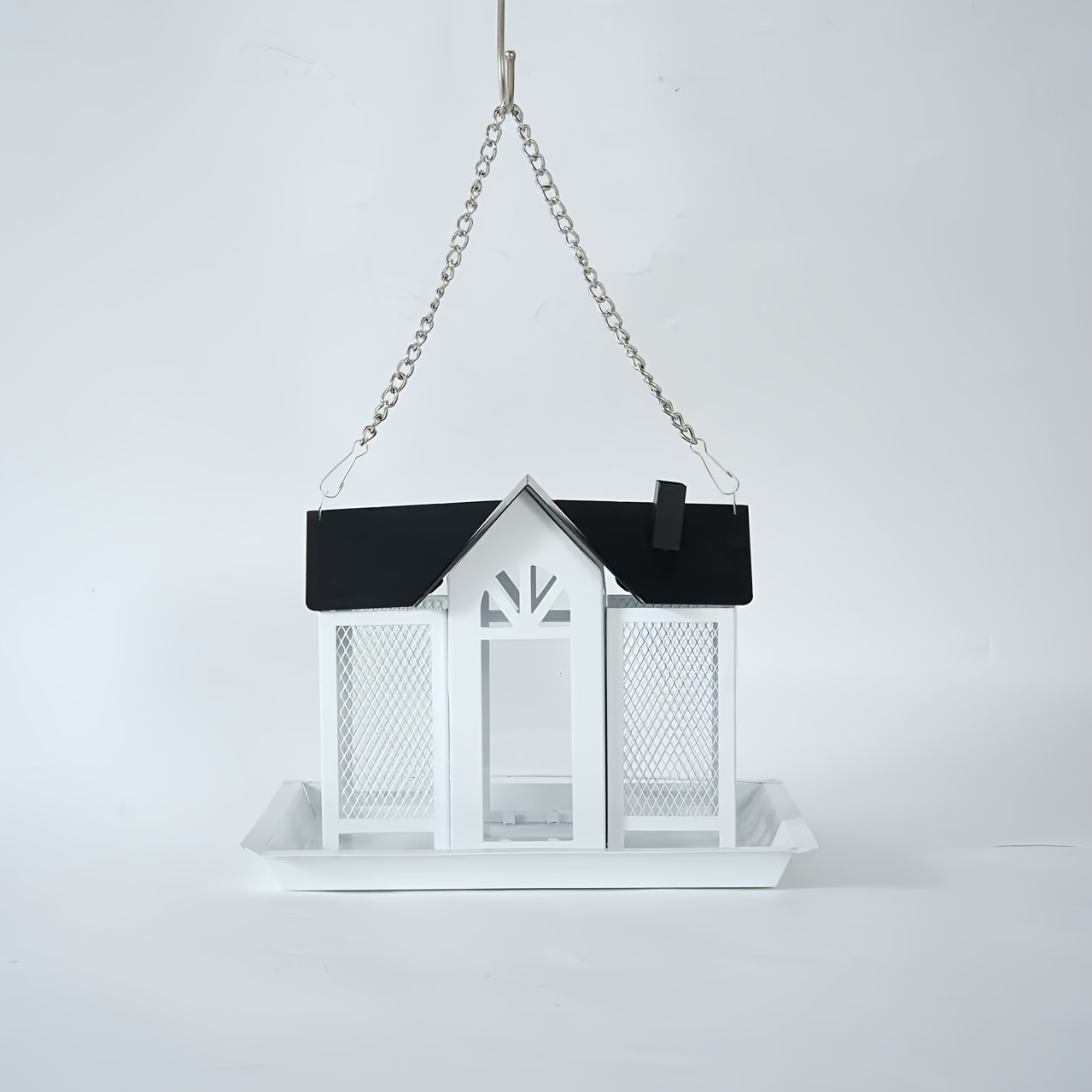 Large Capacity Wild Bird Feeder - Durable Metal Mesh With Triple Feeders That Can , , Weather Design, Black Door, Perfect For Attracting . The Sturdy Structure Of Feeder Is
