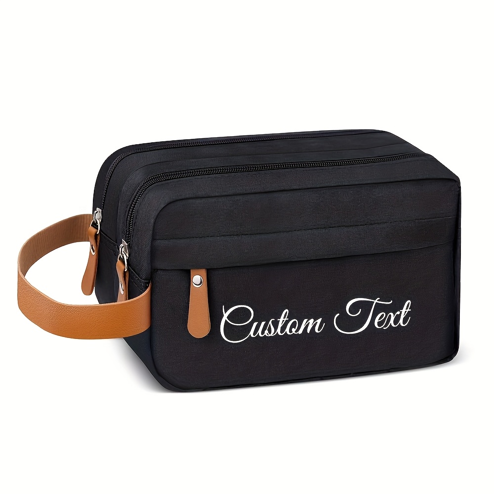 TEMU 1pc Customizable Men's High-end Toiletry Bag, Personalized Large Hanging Toiletry Organizer Pouch, Men's Travel Shaving Kit Accessories Toiletry