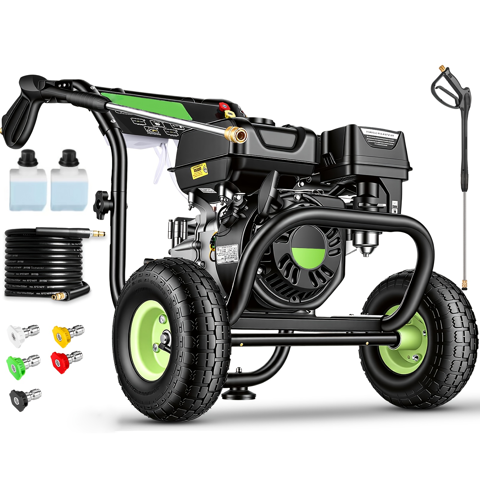 Gas Powered Pressure Washer 4400 Psi Washer 5.0 Gpm 196cc Commercial High Pressure Washer, With Spray Gun And Extension Wand, 5 Quick Connect Nozzles, Copper Pump, Without Battery