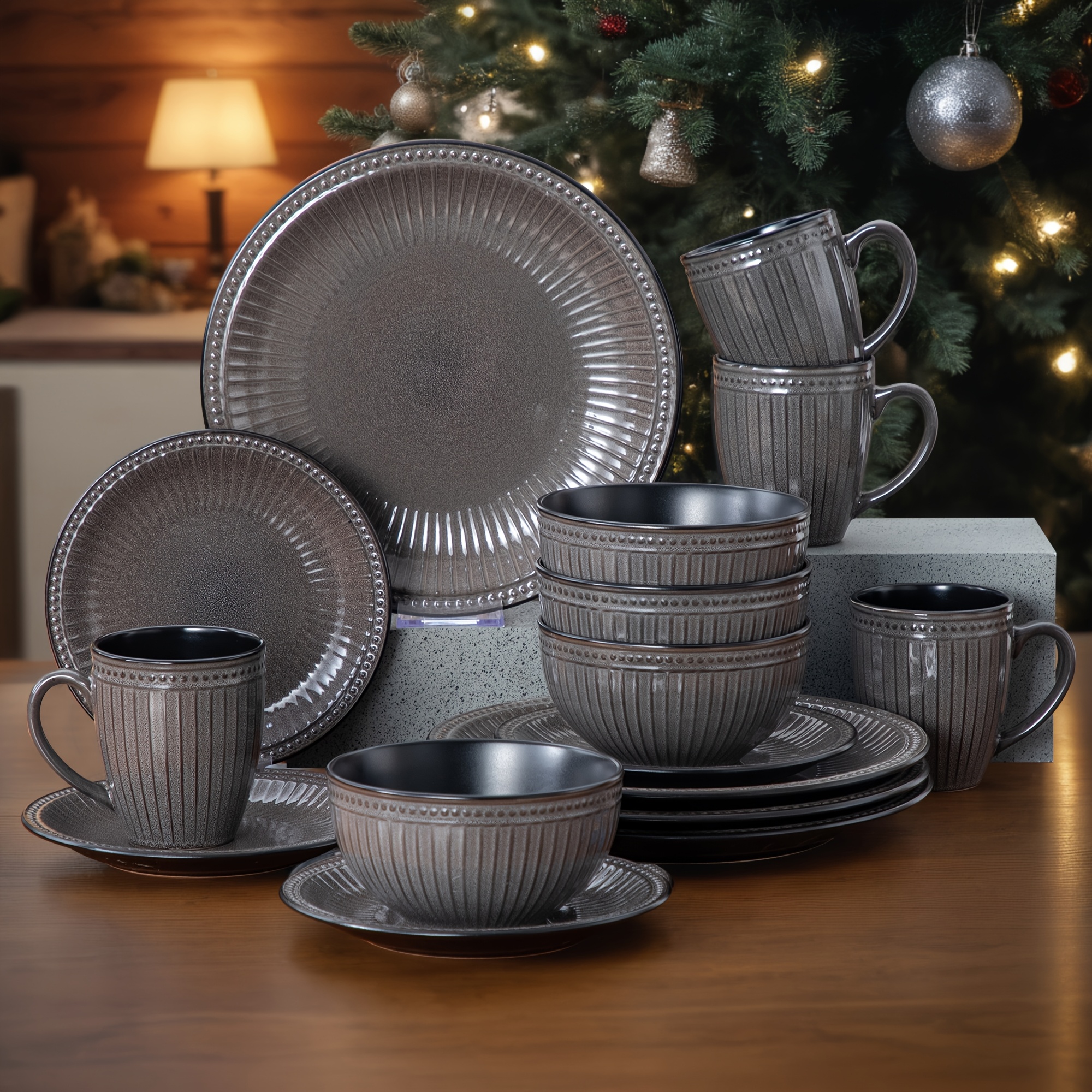 Stoneware Dinnerware Embossed Stoneware Handmade Dinnerware Grey